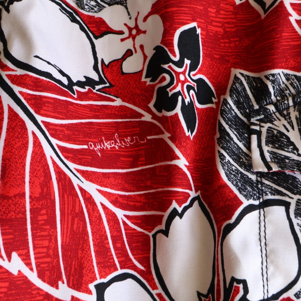 Vintage Quiksilver Mens Red Hibiscus Floral Board Shorts Swim Trunks Size 33 Y2K - Picture 7 of 10